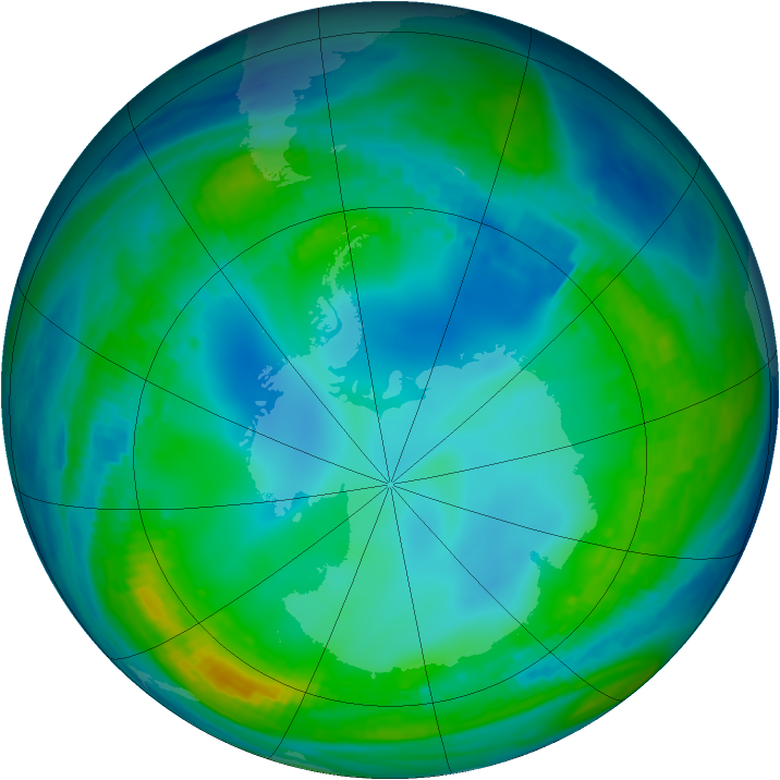 Antarctic ozone map for 23 May 1990